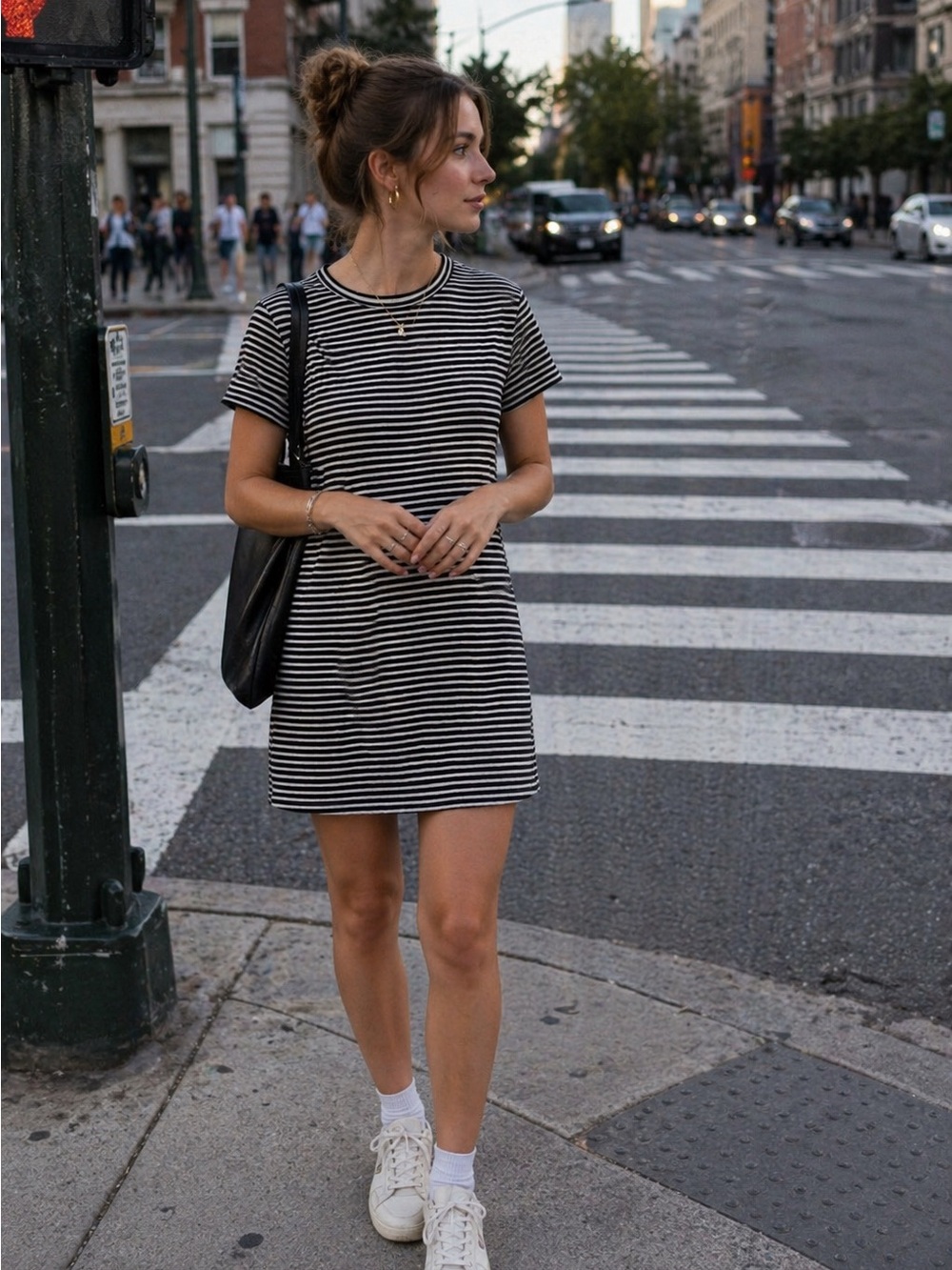 Everlane Black and White Stripe Short Sleeve T-Shirt Dress Size XS